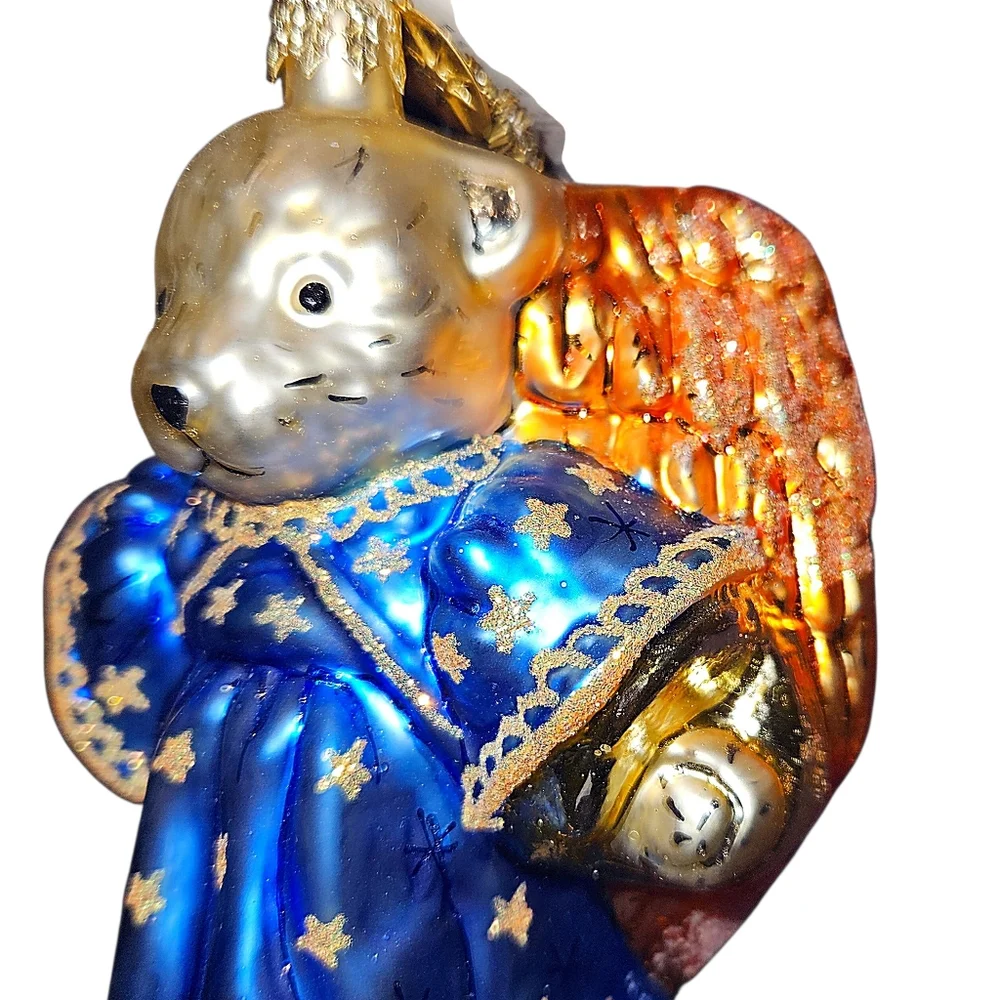 Christopher Radko European Glass Hand-Painted Muffy Vanderbear Angel Halo HTF